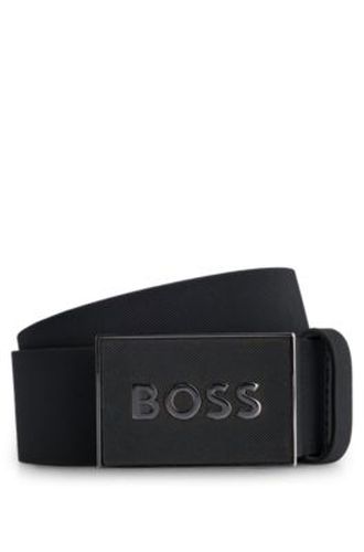 Ceinture en cuir italien avec boucle plate à logo - Boss - Modalova