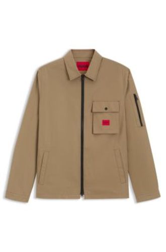 Surchemise zippée en toile de coton mélangé avec étiquette logo - HUGO - Modalova