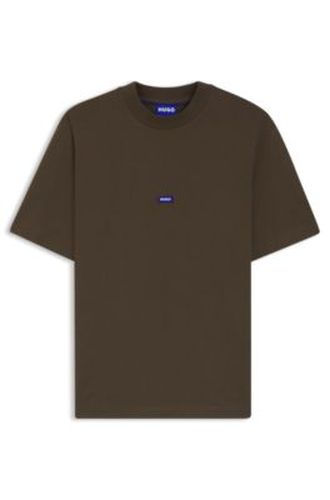 T-shirt en jersey de coton avec étiquette logotée - HUGO - Modalova