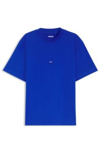 T-shirt en coton à col côtelé avec étiquette logotée - HUGO - Modalova