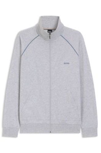Veste zippée en coton stretch avec passepoils contrastants - Boss - Modalova