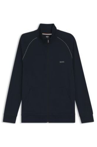 Veste zippée en coton stretch avec logo brodé - Boss - Modalova