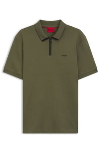Polo en piqué de coton à encolure zippée - HUGO - Modalova