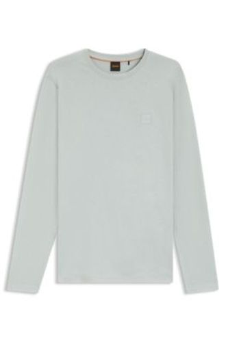 T-shirt à manches longues en coton avec écusson à logo - Boss - Modalova