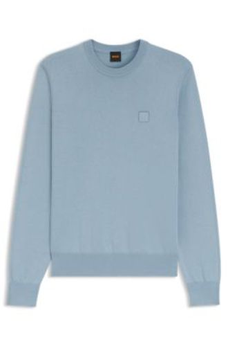 Pull en coton mélangé et cachemire avec patch logo - Boss - Modalova