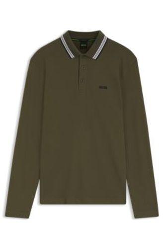 Polo à manches longues en piqué de coton - Boss - Modalova