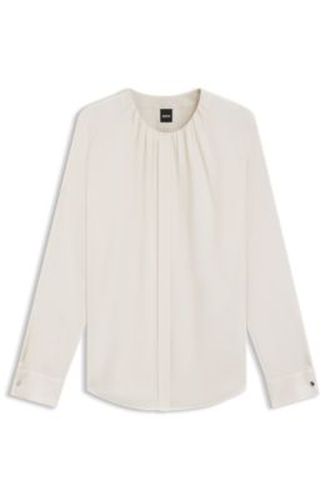 Chemisier Regular sans col en soie stretch - Boss - Modalova