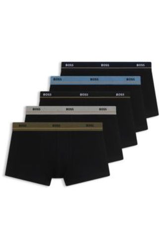 Lot de cinq boxers courts en coton stretch avec taille logotée - Boss - Modalova