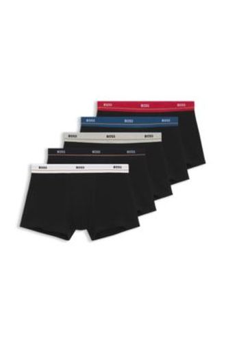 Lot de cinq boxers courts en coton stretch avec taille logotée - Boss - Modalova
