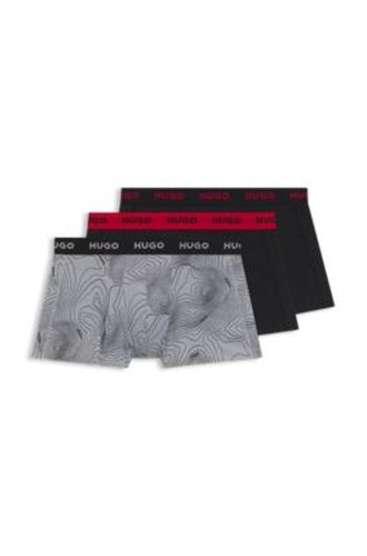 Lot de trois boxers courts en coton stretch avec taille logotée - HUGO - Modalova