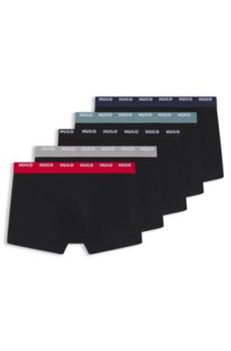 Lot de cinq boxers courts en coton stretch avec taille à logos - HUGO - Modalova