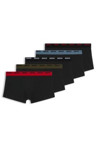 Lot de cinq boxers courts en coton stretch avec taille à logos - HUGO - Modalova