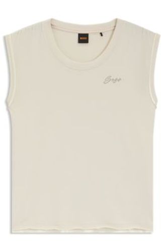 Haut en jersey de coton avec logo à strass - Boss - Modalova
