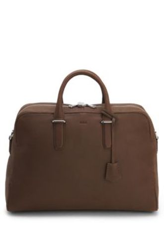 Sac de voyage en cuir grainé avec logo en relief - Boss - Modalova
