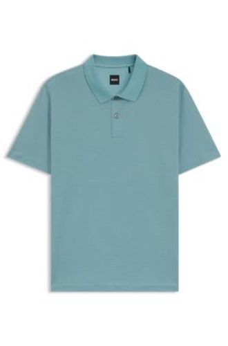 Polo en coton mercerisé avec motif jacquard géométrique - Boss - Modalova