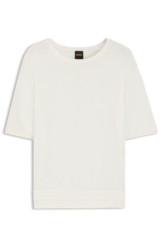 Pull en maille à manches courtes et surpiqûres ajourées - Boss - Modalova
