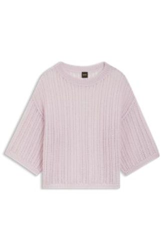 Pull en maille ajourée de laine mélangée - Boss - Modalova