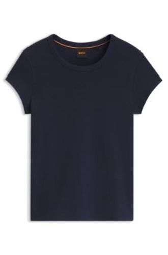 T-shirt Slim en coton stretch à logo brodé - Boss - Modalova