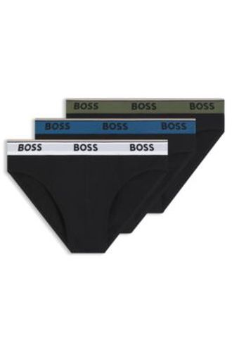 Lot de trois slips en coton stretch avec logo à la taille - Boss - Modalova