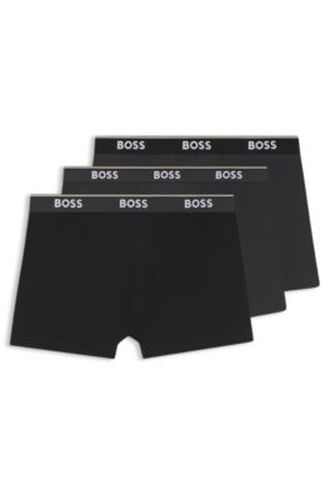 Lot de trois boxers longs en coton stretch avec taille logotée - Boss - Modalova
