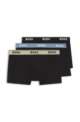 Lot de trois boxers courts en coton avec taille logotée - Boss - Modalova