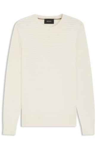 Pull en soie et coton avec structure à micro-carreaux - Boss - Modalova