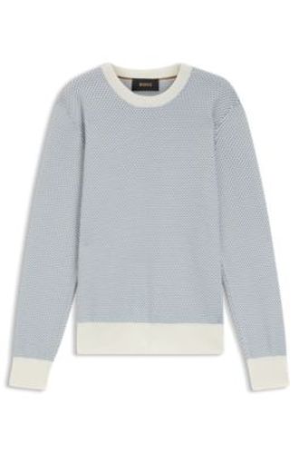 Pull en maille structurée de coton et soie - Boss - Modalova