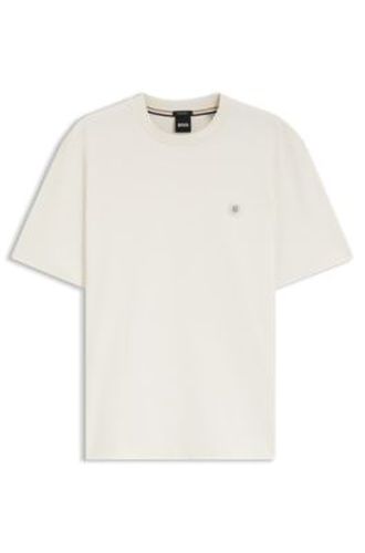 T-shirt en coton avec badge à monogramme Double B - Boss - Modalova