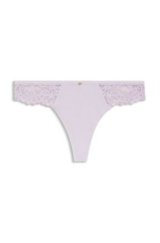Slip en dentelle avec tulle plissé et bijou coloris or - Boss - Modalova