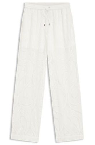 Pantalon coupe décontractée avec fleurs brodées - Boss - Modalova