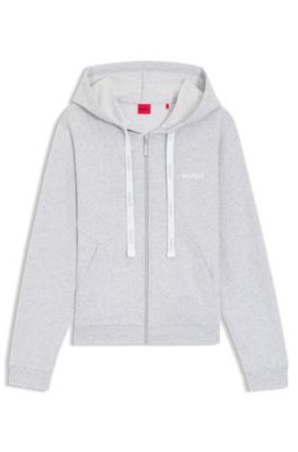 Sweat à capuche zippé en coton mélangé avec logos - HUGO - Modalova