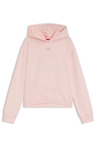 Sweat à capuche en jersey stretch avec étiquette logo rouge - HUGO - Modalova