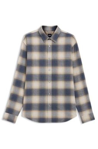 Chemise coupe décontractée en flanelle de coton à carreaux - Boss - Modalova