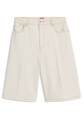 Short large en denim écru délavé - HUGO - Modalova