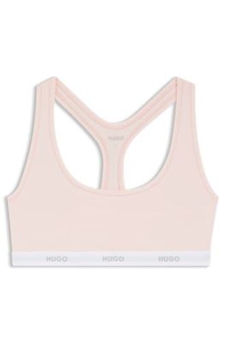 Brassière en coton stretch à logos - HUGO - Modalova
