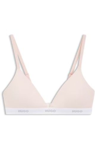 Soutien-gorge triangle en coton stretch avec bande logotée - HUGO - Modalova