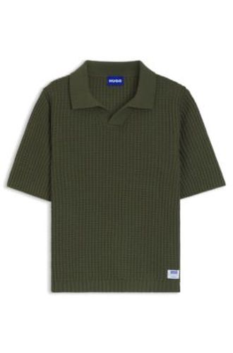Polo en maille à structure gaufrée et col Johnny - HUGO - Modalova