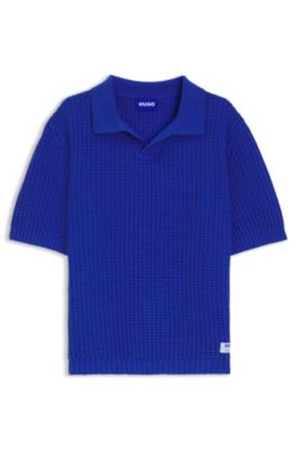 Polo en maille à structure gaufrée et col Johnny - HUGO - Modalova