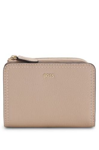 Portefeuille en cuir grainé avec lettres logo métalliques - Boss - Modalova