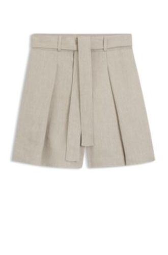 Jupe-culotte coupe décontractée en mélange de lin avec tissage en chevrons - Boss - Modalova