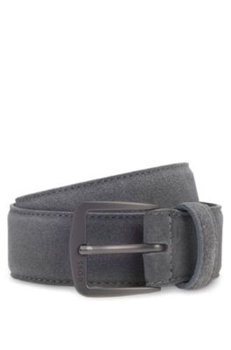 Ceinture en cuir suédé italien avec boucle couleur acier - Boss - Modalova