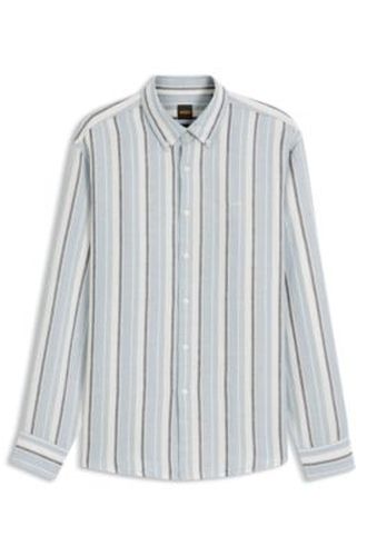 Chemise Regular Fit en lin à rayures et coton - Boss - Modalova