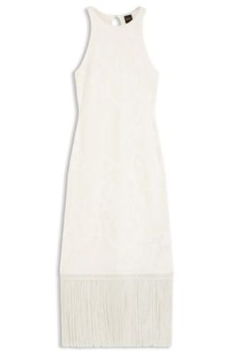 Robe Slim Fit à motif à fleurs et ourlet à franges - Boss - Modalova
