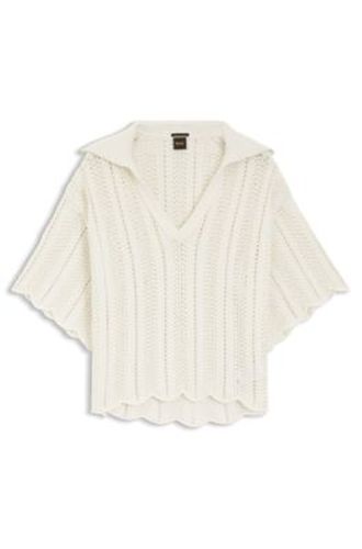 Pull en coton mélangé avec une structure en maille ondulée - Boss - Modalova