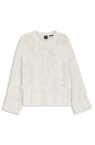 Pull Oversize en coton mélangé avec motif en maille - Boss - Modalova