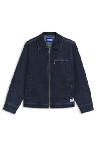 Veste zippée en denim bleu avec poche-poitrine - HUGO - Modalova