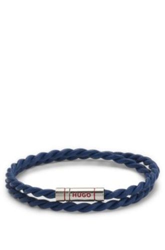 Bracelet double tour en cuir tressé - HUGO - Modalova