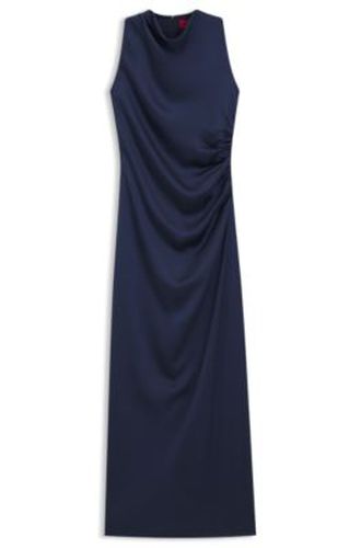 Robe longue en satin à détails froncés - HUGO - Modalova
