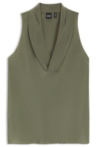 Blouse sans manches en soie lavée au sable avec encolure en V - Boss - Modalova
