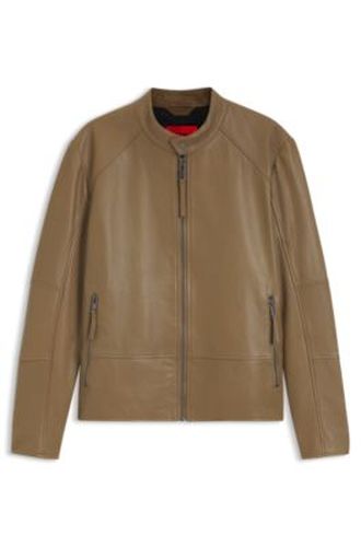 Blouson de motard Slim en cuir lisse - HUGO - Modalova
